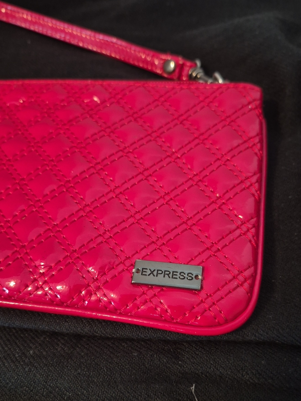 Express Quilted Patent Pink Phone Wristlet